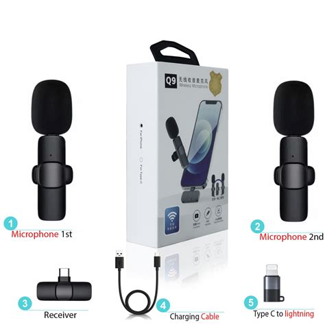 Jual Microphone Wireless Mikropon Bluetooth Clip On Hp Vlog Microfon