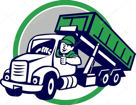 Pictures: roll off truck | Roll-Off Bin Truck Driver Thumbs Up Circle Cartoon — Stock Vector ...