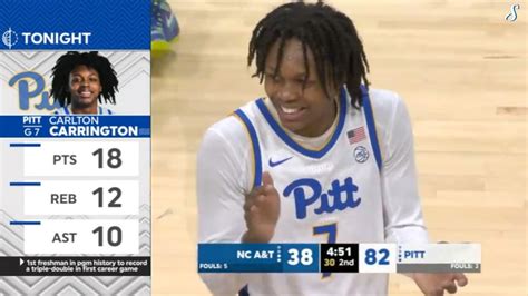 Carlton Bub Carrington Makes Pitt History In College Debut Youtube