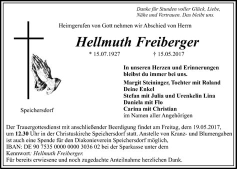 Traueranzeigen Von Hellmuth Freiberger Nordbayerischer Kurier