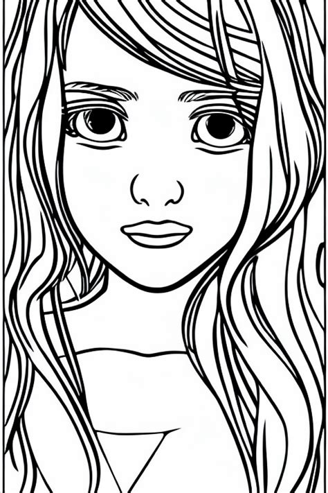 Detailed Girl Cute Eyes Coloring Page Creative Fabrica