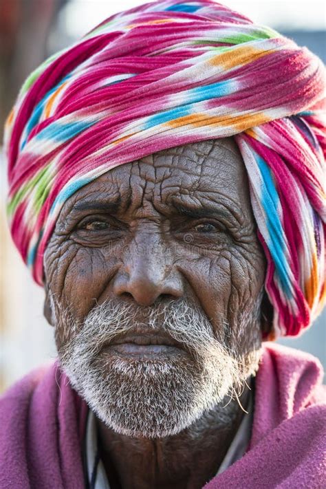 Indian Man In The Desert Thar During Pushkar Camel Mela Near Holy City