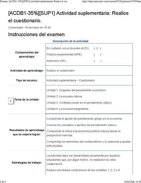 Examen ACDB 1 35 SUP 1 Actividad Suplementaria Realice El