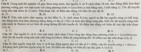 Trong M T Th Nghi M V Giao Thoa S Ng N C Hai Ngu N A V B C Ch Nhau