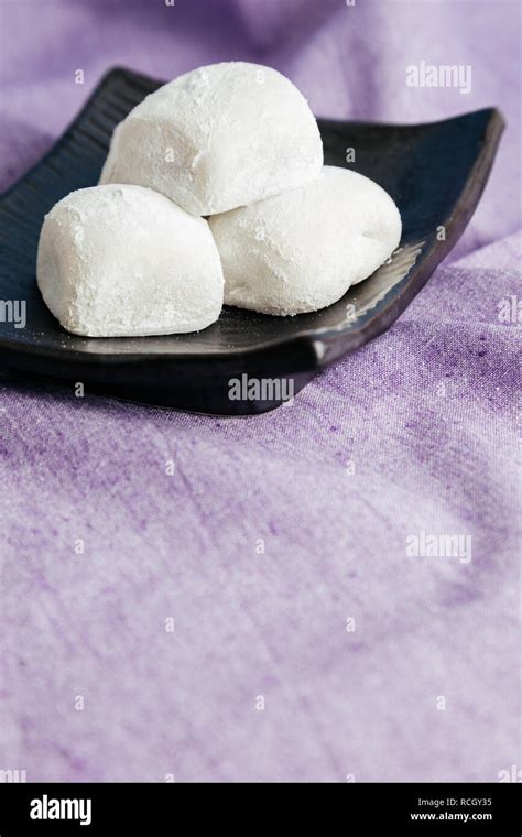 Japanese traditional dessert Red bean mochi, Sticky rice cake Stock ...