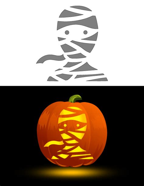 Printable Easy Mummy Pumpkin Stencil