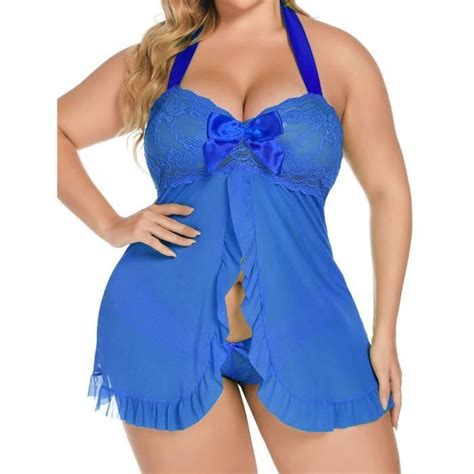 Ensemble de lingerie sexy grande taille lingerie sexy pour dames dentelle maille nœud noeud