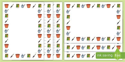 Gardening Page Border Design Templates - Primary Resources