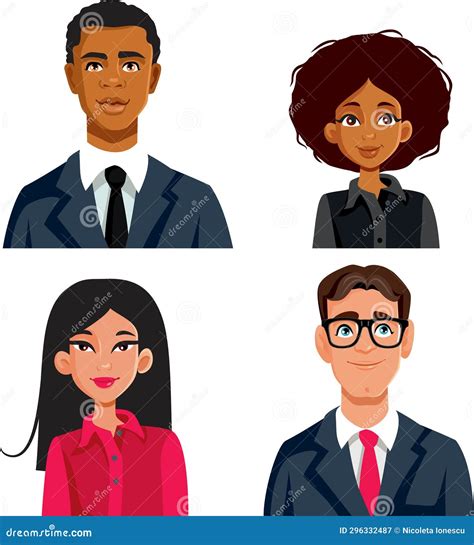 Set Of Business People Avatar Portrait Vector Character Design Stock