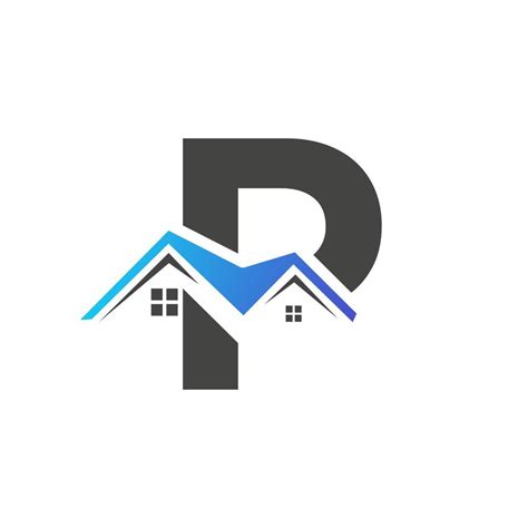 Initial Letter P Real Estate Logo With House Building Roof For