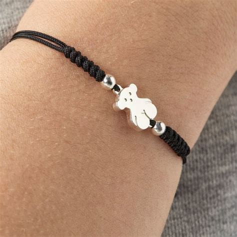 Pulsera Sweet Dolls Oso De Plata Y Cord N Negro Tous