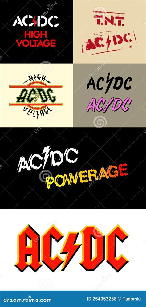 Set Of AC/DC Band 1970`s Era Vector Logos. | CartoonDealer.com #254052258