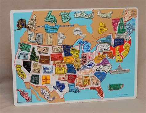 Original Collectors Metal Map Board And Complete Set Magnets Usa States