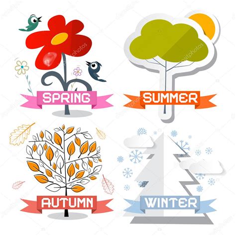 Four Seasons Vector Symbols Isolated On White Background Stock Illustration By ©mejn 62096359