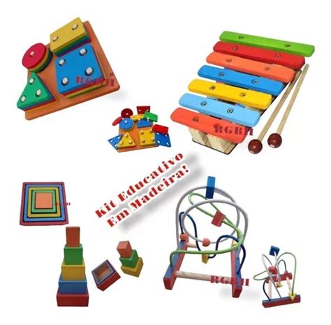 Kit Brinquedo Educativo Xilofone Prancha Aramado Cubo Frete Gr Tis