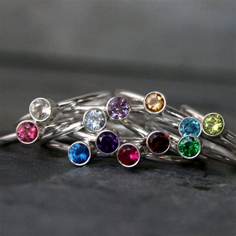 Birthstone Stacking Rings Sterling Silver Stackable Gemstone - Etsy