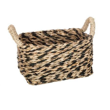 Lot de 3 Paniers de Rangement à Anses Seagrass 19cm Noir