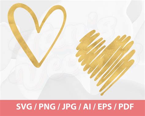 Gold Foil Hearts Clipart Gold Glitter Heart Gold Heart Etsy