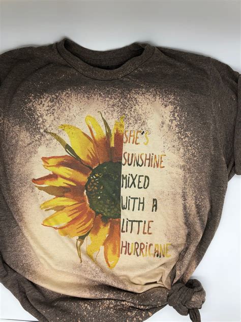 Bleached Tee Sunflower Shirt Gift For Women By CustomCutiesByMimi On