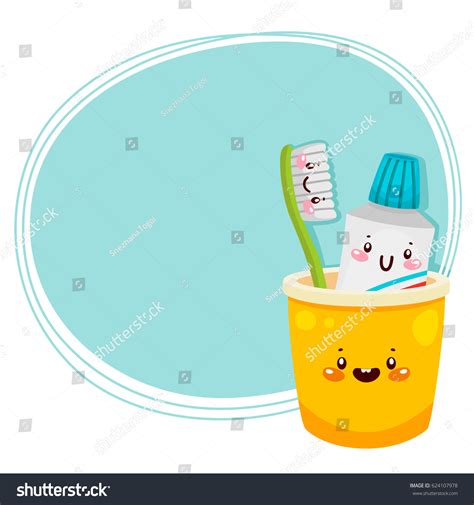 Cute Cup Toothbrush Toothpaste Cartoon Characters Stock Vector Royalty