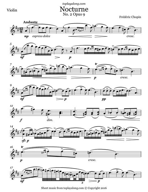 Nocturne No Op By Chopin Free Sheet Music For Violin Visit