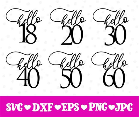 Cake Topper Svg Hello Cake Topper Bundle Svg Hello 18 Svg Etsy Australia