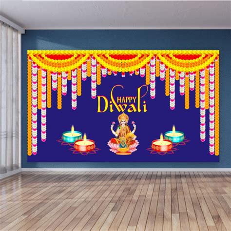 Happy Diwali Banner Indian Traditional Cloth 5x8 Feet Backdrop Indian