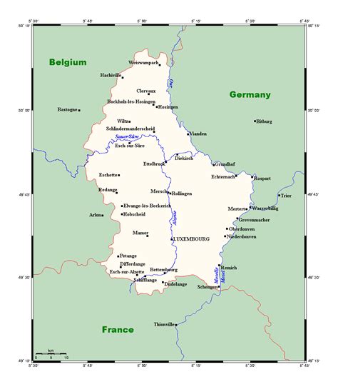 Detallado Mapa De Luxemburgo Con Principales Ciudades Luxemburgo