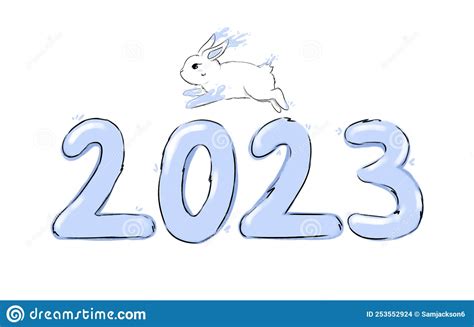 Hand Drawn Rabbits In Minimalism Style Water Rabbit Symbol Of The Year