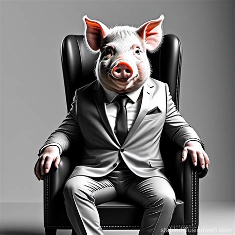 Pig Wearing Suit on Chair | Stable Diffusion Online