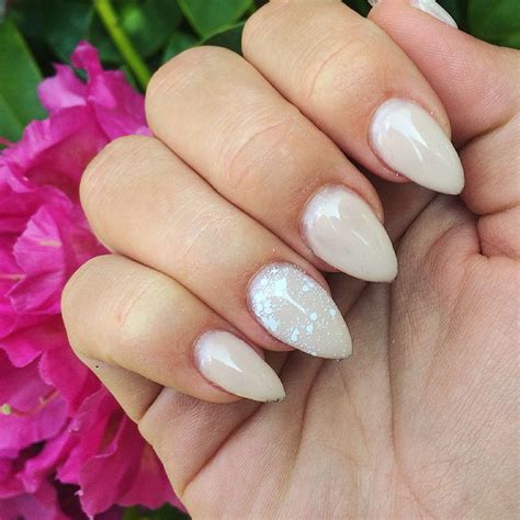 Gel Nails Nude With Attitude And White Lace From Light Elegance