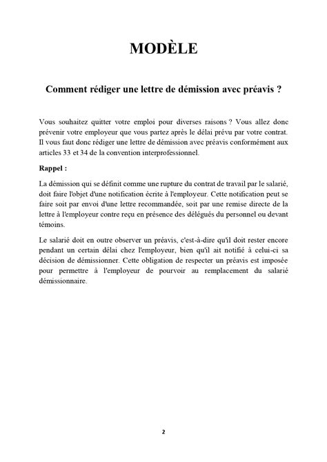 D Mission Pr Avis Lettre De Demission D Un Cdi Sans Preavis Pratique