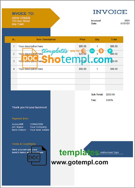 Culture Construct Universal Multipurpose Invoice Template In Word And