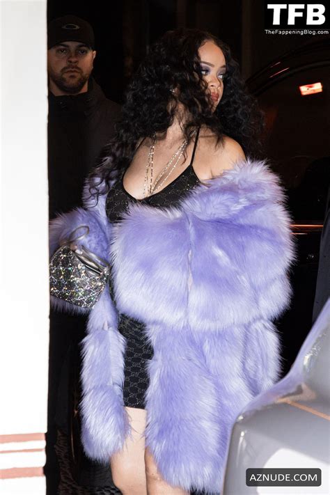 Rihanna Sexy Seen Flaunting Her Nude Tits In A See Through Dress In Milan Aznude
