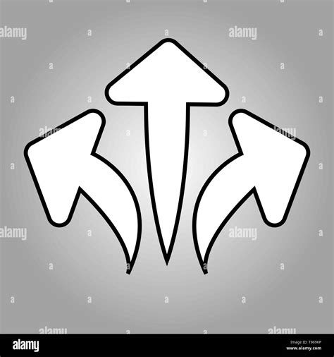 Three Way Direction Arrow In Flat Style Vector Illustration Road