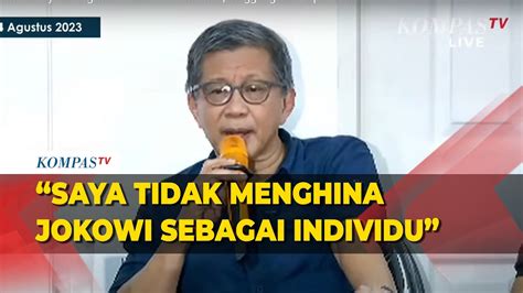 FULL Klarifikasi Rocky Gerung Soal Pidato Hina Jokowi Sebut Ada