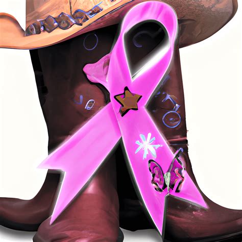 Cute Pink Breast Cancer Ribbon With Cowboy Boots And Hat Creative Fabrica