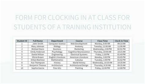 "Efficient Form For Classroom Attendance Tracking Students In A Training Institution" Excel ...