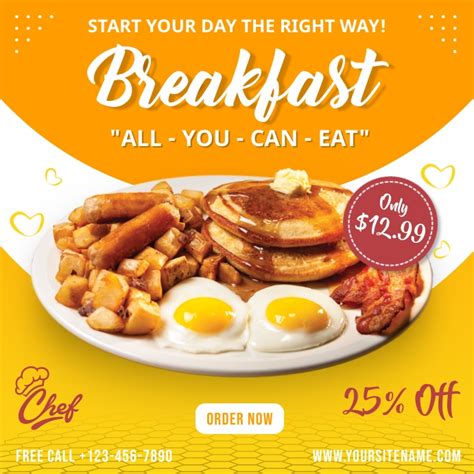 Breakfast Buffet Post Restaurant Promo Template Postermywall