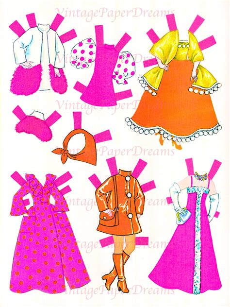 Vintage Paper Doll Printable Pdf Girl Paper Doll 70s 1970s Etsy Australia