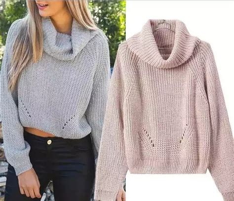 Otoño invierno de cuello alto corto Pullover Sweaters mujeres Tricot