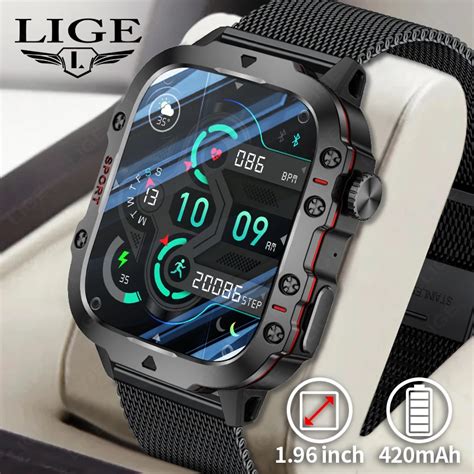 420mah Large Battery Smartwatch Men Rugged Military Bluetooth Call Sports Waterproof Outdoor