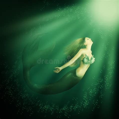 Fantasy Beautiful Woman Mermaid With Tail Stock Illustration Image 37364092