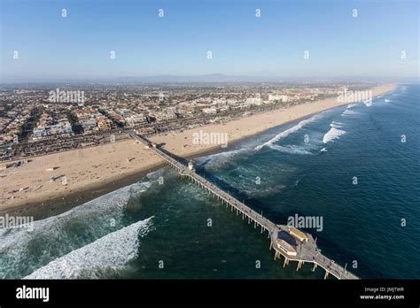 Aerial View Of Huntington Beach Pier And Beach In Orange County