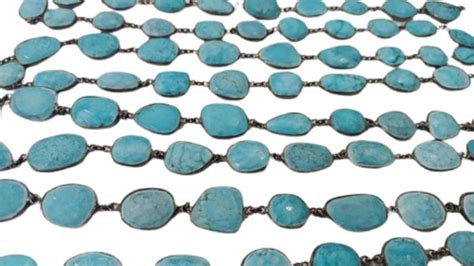 Natural Turquoise Mm To Mm Gemstone Bezel Connector Chain At