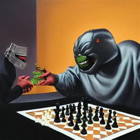 Beautiful Lifelike Painting Of Mf Doom In A Chess Stable Diffusion