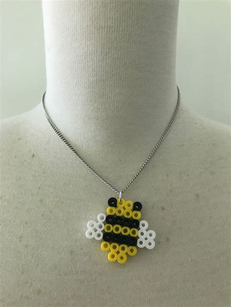 Bee Perler Hamma Melty Bead Necklace Etsy