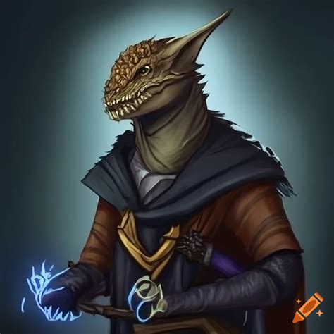 Character Portrait A Dragonborn Warlock Adventurer He Has Gold And