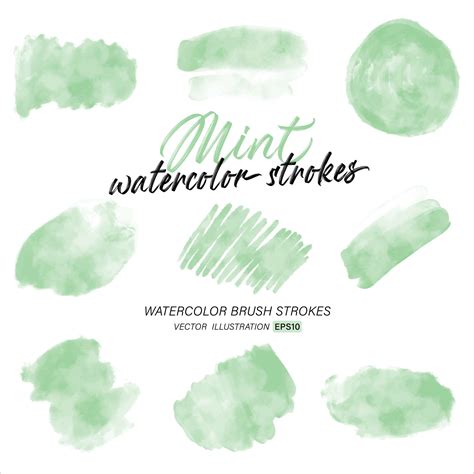 Green Mint Watercolor Splash And Brush Stroke Clipart Collection For