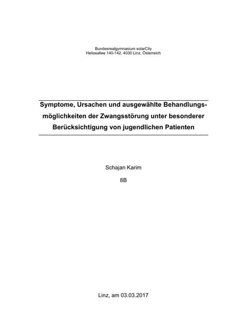 Symptome Ursachen und ausgewählte Behandlungsmöglichkeiten der